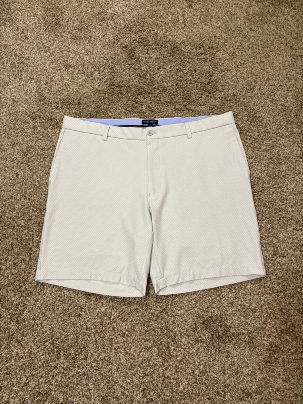 Peter Millar Crown Crafted Golf Shorts Mens 38 White Geometric Print Stretch